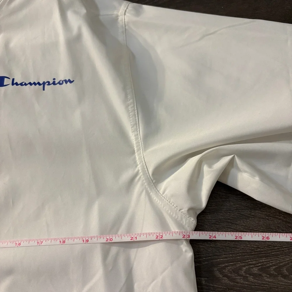 Champion‎ Mens White Full Zip Hooded Windbreaker Jacket V1015 Large